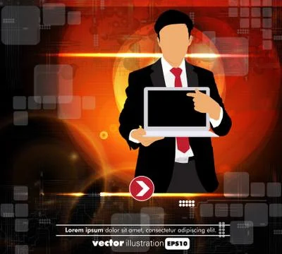 Young businessman with laptop computer. Vector Stock-Illustration