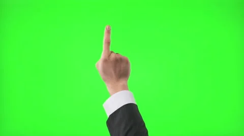 Young businessman making 12 touch screen hand gestures on green screen Stock Footage