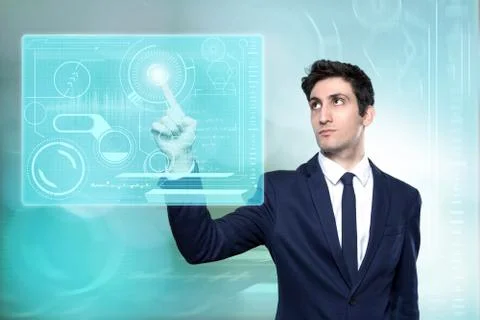Young businessman navigating Stock Photos