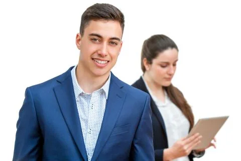 Young businessman with partner in background. Foto stock