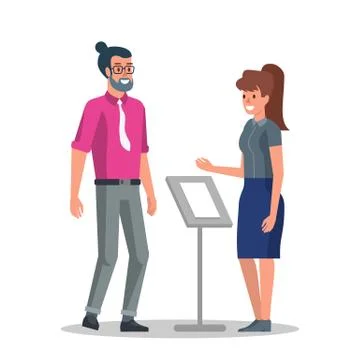 Young Businessman in Reception Flat Vector Cartoon Stock Illustration