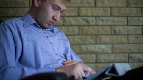 Young Businessman With Tablet Computer 2 Stock Footage 31134310