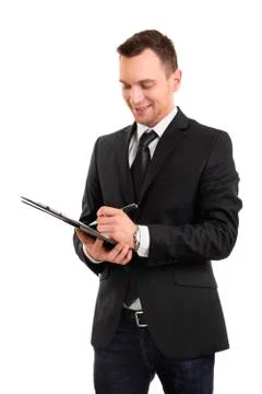 Young businessman taking notes Stock Photos