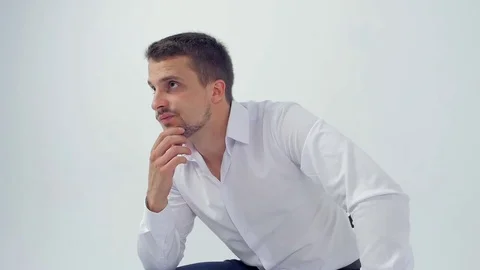 Young businessman is thinking how to solve problems Video stock 83595276