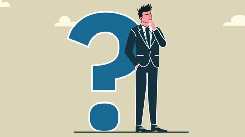 Young Businessman thinking with a Huge Question mark flat design animation .. Stock Footage 305570231