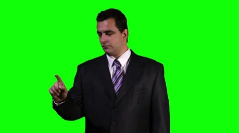 Young Businessman Touchscreen Greenscreen Stock-Footage 20462907