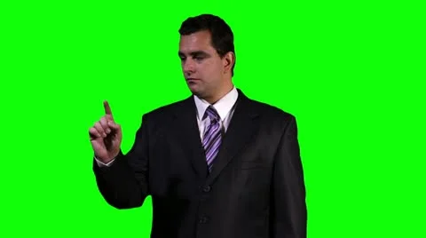 Young Businessman Touchscreen Greenscreen Stock-Footage 20462934