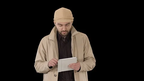 Young businessman using digital tablet making video call, Alpha Channel Stock-Footage 115995264