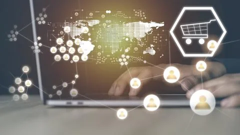 A young businessman is using a laptop computer Stock Photos