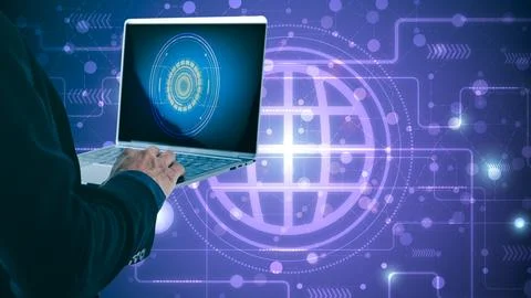 Young businessman using laptop computer Stock Photos