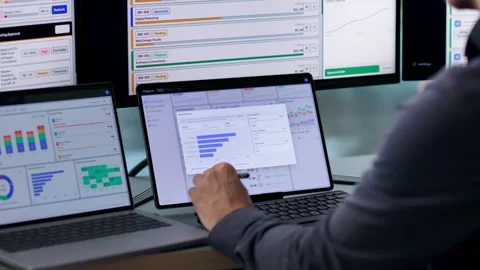Young Businessman Using Laptop Focused Stock Footage 339889923