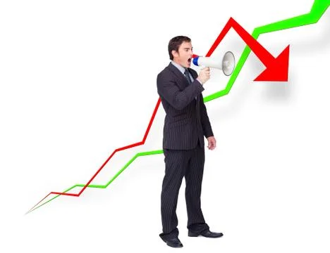 Young businessman using a megaphone Stock Illustration