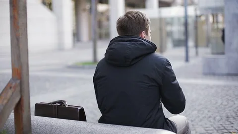 Young businessman in working drab routine. Depressed Man Stock Footage 73036115