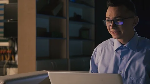 A young businessman working on a project, difficulties, defects in working Stock Footage 98304266
