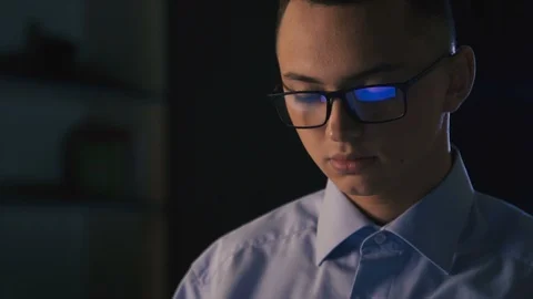 A young businessman working on a project, difficulties, defects in working, sad Stock Footage 98304634