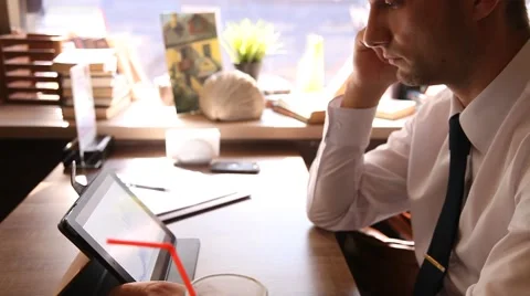 Young businessman working at the table Video stock 54690580