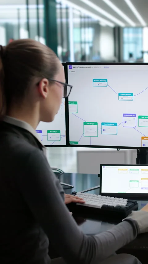 Young Businesswoman Optimizing Workflow Stock Footage 345860880