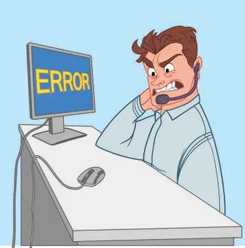 Young call canter worker angry at computer error Stock Illustration
