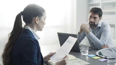 Young candidate having a job interview in a corporate office Stock Footage 108421137