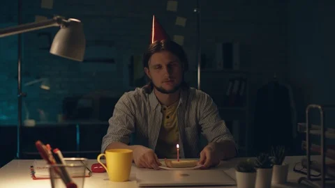 Young Capable Architectural Engineer Working Late Hours in His Office. Office is Stock Footage 105445741