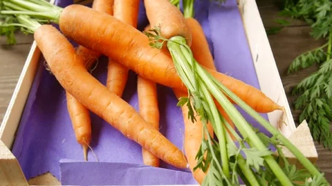 Young carrots on the table. 스톡 동영상 302707171