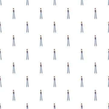 Young cartoon man seamless repeating pattern background Illustrazione stock