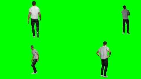 Young casual man guy is falling stumbling dropping on green screen chromakey Stock Footage 328634213
