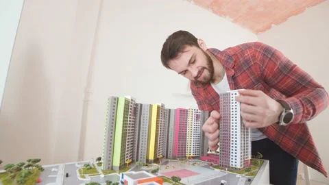 Young caucasian architect man work in office Stock Footage 130103914
