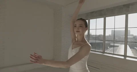 Young caucasian ballet dancer performing in studio. Choreographer doing various Stock Footage 154775221