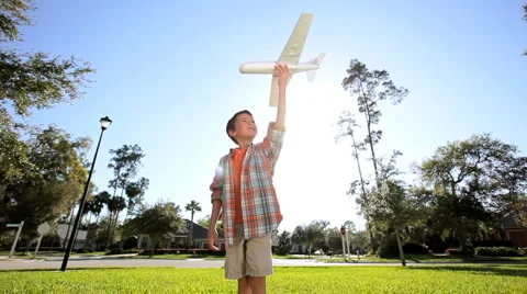 Young Caucasian Boys Childhood Aspirations Stock Footage