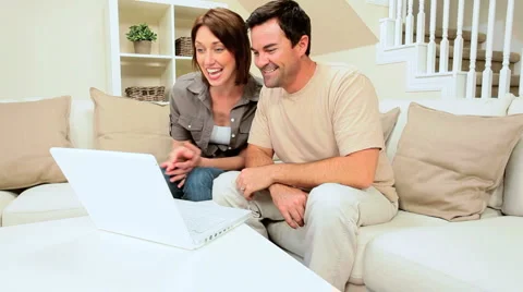 Young Caucasian Couple Using Internet Webchat Stock Footage 4336031
