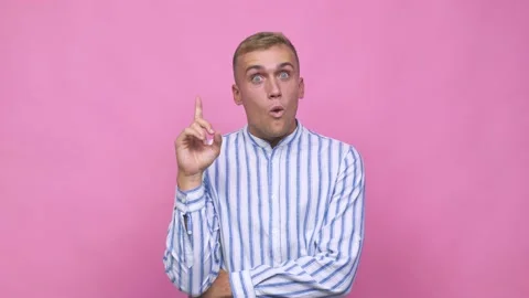 Young caucasian man having some great idea, concept of creativity Stock Footage 140019675