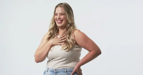 Young Caucasian plus size woman with Stock Video Pond5