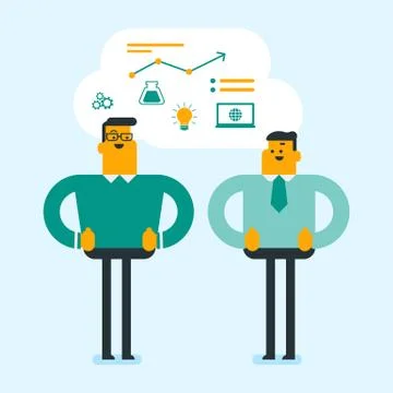 Young caucasian students sharing with the ideas. Stock Illustration