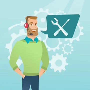 Young caucasian technical support operator. Stock Illustration