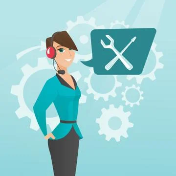 Young caucasian technical support operator. Illustrazione stock