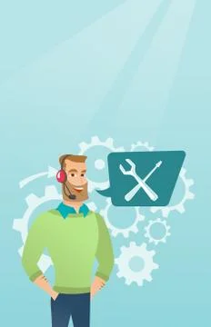 Young caucasian technical support operator. Stock Illustration