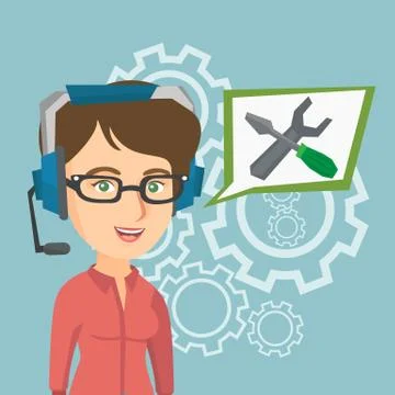 Young caucasian technical support operator. Illustrazione stock