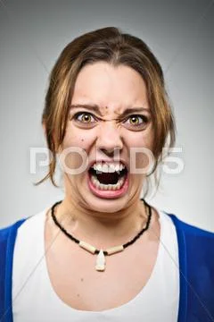 Young Caucasian Woman Screaming With Rage Stock Photos