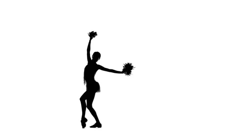 A cheerleader shakes her pom-poms smiles and encourages action