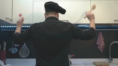 Young Chef Dancing Vídeo Stock 125982323