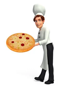 Young chef with pizza Stock Illustration