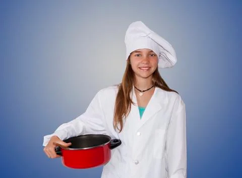 Young chef with pot Stock Photos