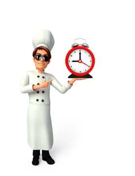 Young chef with table clock Stock Illustration