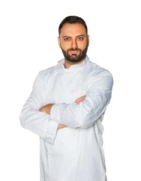 Young chef on white background. Stock Photos