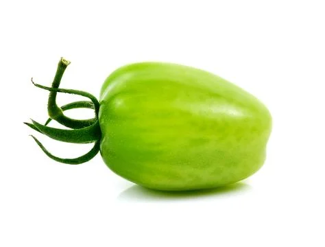 Young cherry tomatoes isolated on white background. Stock Photos