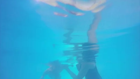 A young child dived into the pool. Stock Footage 82445845