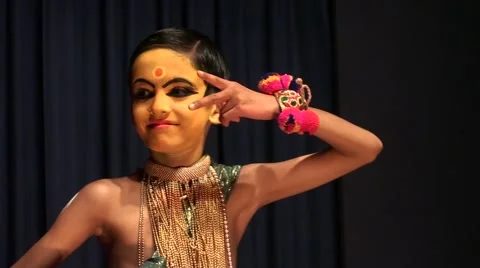 Young child getting ready for Kathakali dances theatrical Stock Footage 52158253