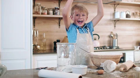 Young child kid baking Stock Footage 60790630