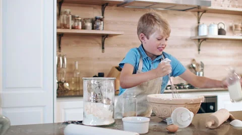 Young child kid baking Stock Footage 60790853